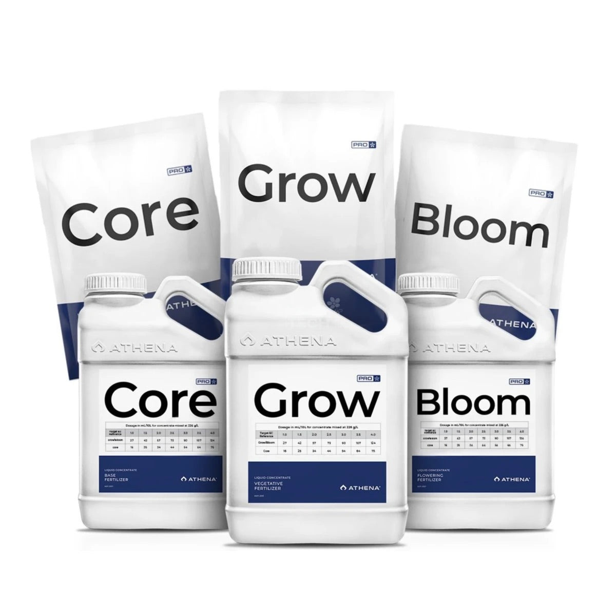 Athena Pro Mix Kit 3x 0,9kg – Komplettes Düngerset mit Athena PRO Grow, Bloom und Core für optimale Nährstoffversorgung während Wachstum und Blüte.