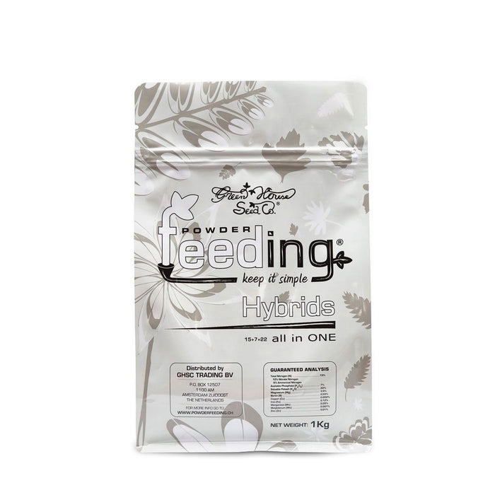 Pulverdünger HYBRIDS Powder Feeding 1 Kilo von GREEN HOUSE – ideal für Hybridpflanzen in Erde, Hydro oder Kokos