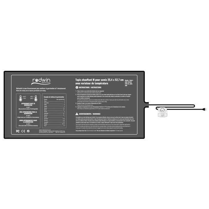 HEIZMATTE - M - 25 X 53 CM - 20 W - MIT DIMMER - RODWIN