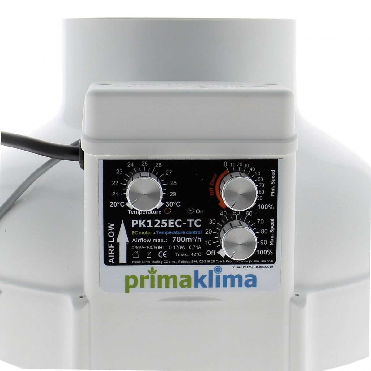 Absaugung PK125EC-TC 700m3/h - Ø 125mm Prima Klima – Produktansicht 2