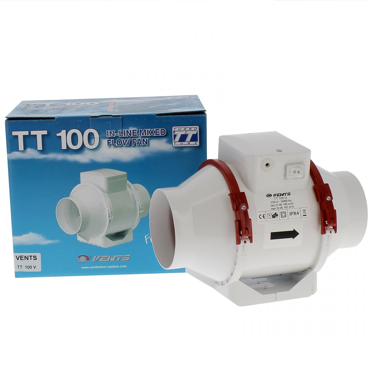 Absaugung TT 100 – 2 Geschwindigkeiten 145 und 187 m3/h – ENTLÜFTUNG – Produktansicht 2