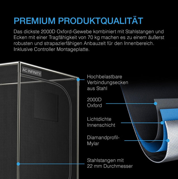 Advance Grow Zelt-System 90x90x180 – Komplettes Indoor-Grow-Set mit LED-Licht, Lüfter, Filter und App-Steuerung für bis zu 3 Pflanzen