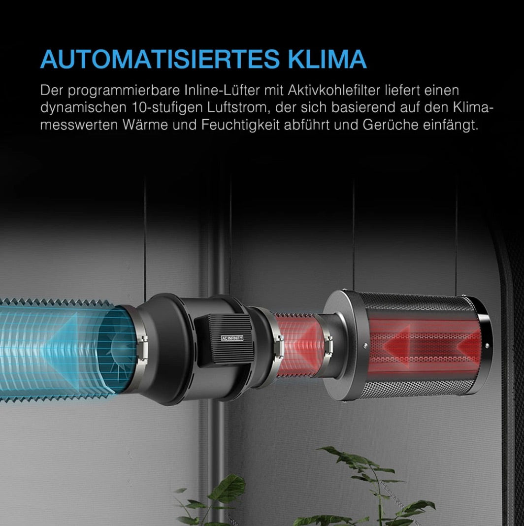 Advance Grow Zelt-System PRO 120x120x200 – Komplettes Growbox Set mit LED-Licht, Ventilation, Controller und Zubehör für 4 Pflanzen.