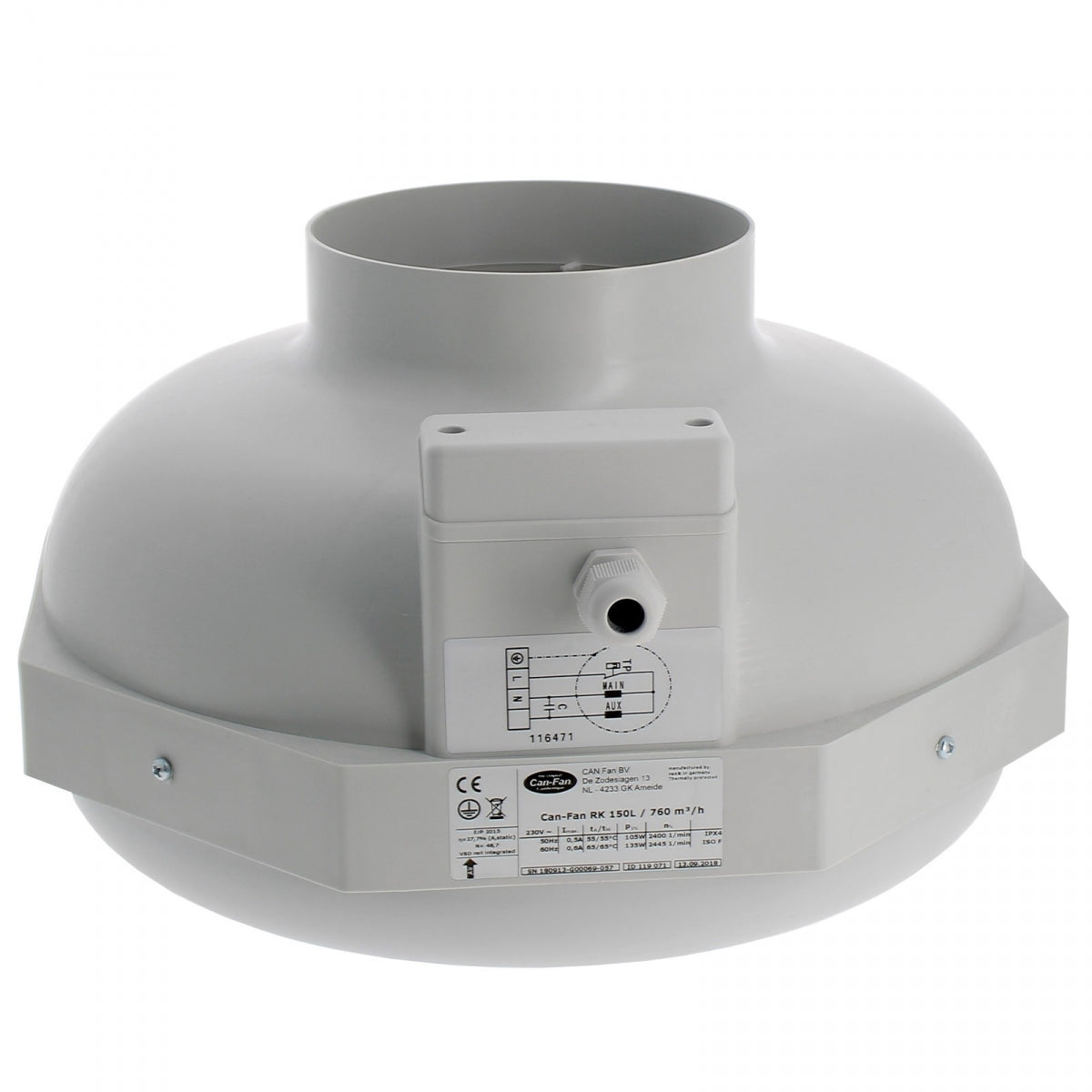 Can-Fan RUCK 150L – 760 m3/h – Durchmesser 150 mm – Einzelgeschwindigkeit – Produktansicht 3