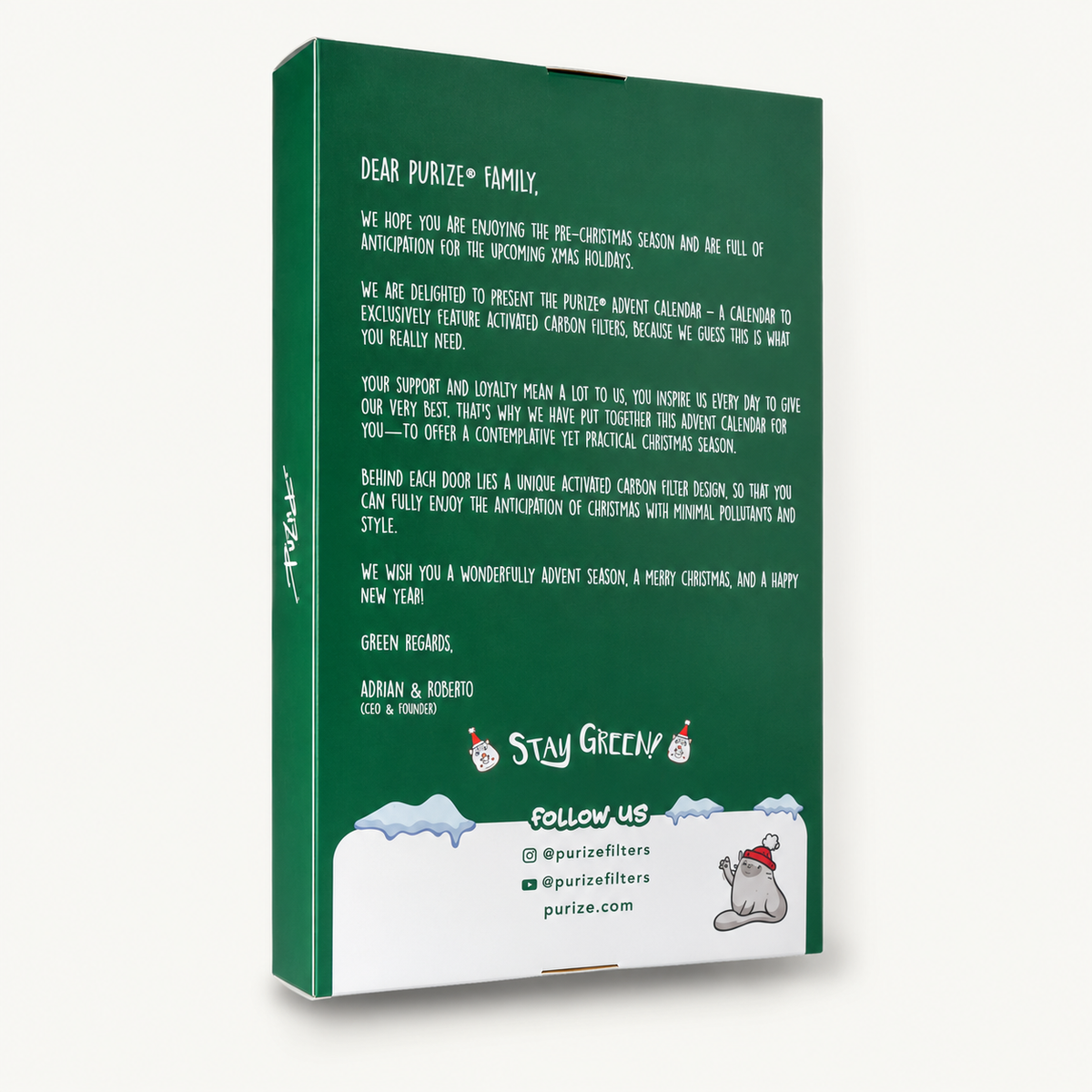 PURIZE XMAS Adventskalender 2026 Rückseite – limitierte Edition mit 24 Filterdesigns