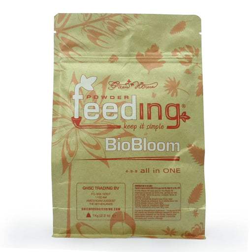 BIOBLOOM Powder Feeding 1 kg – Green House – Blütendünger mit NPK 4-9-9, organo-mineralisch, für Erde und Kokosfaser.