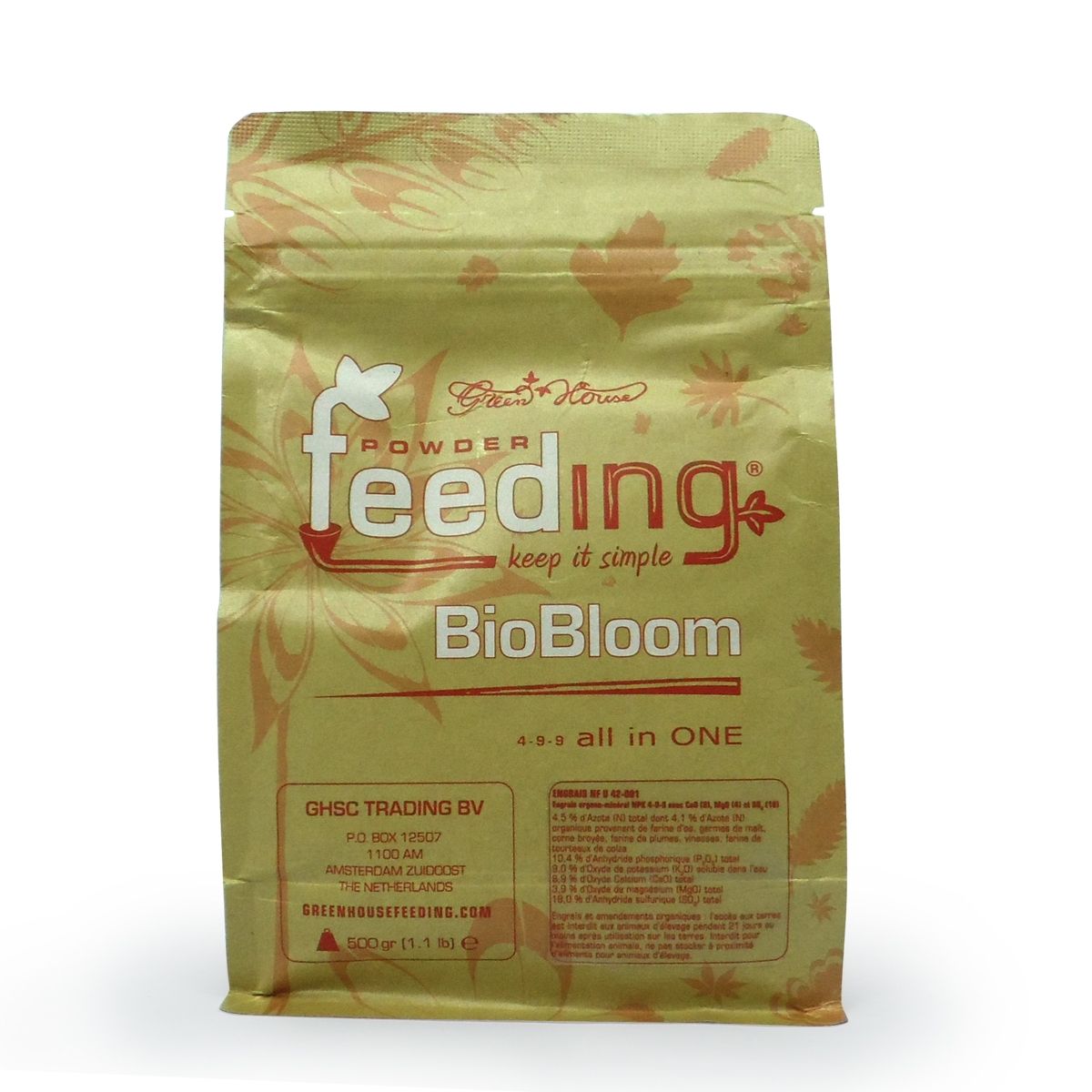 BIOBLOOM 500g – Green House Blütedünger in Pulverform mit organisch-mineralischer Rezeptur, NPK 4-9-9, für eine gesunde Blüte und kräftige Pflanzen.