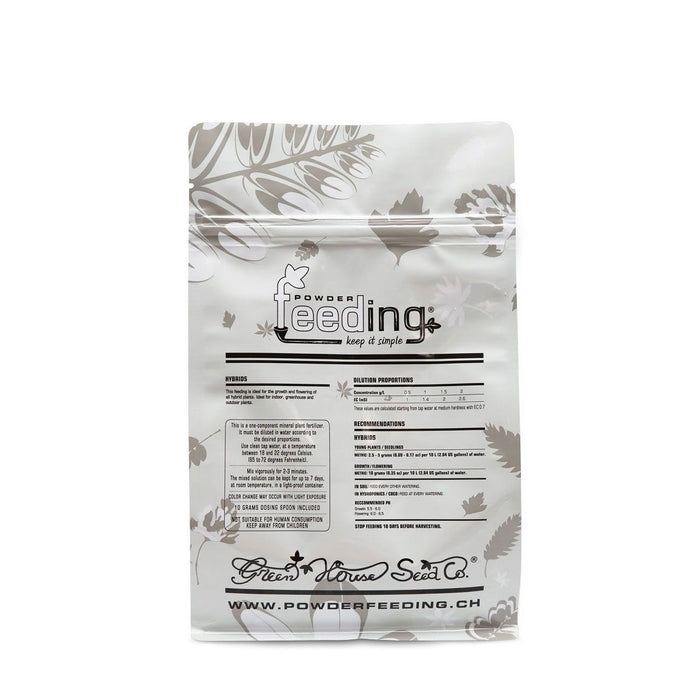 Pulverdünger HYBRIDS Powder Feeding 1 Kilo von GREEN HOUSE – ideal für Hybridpflanzen in Erde, Hydro oder Kokos