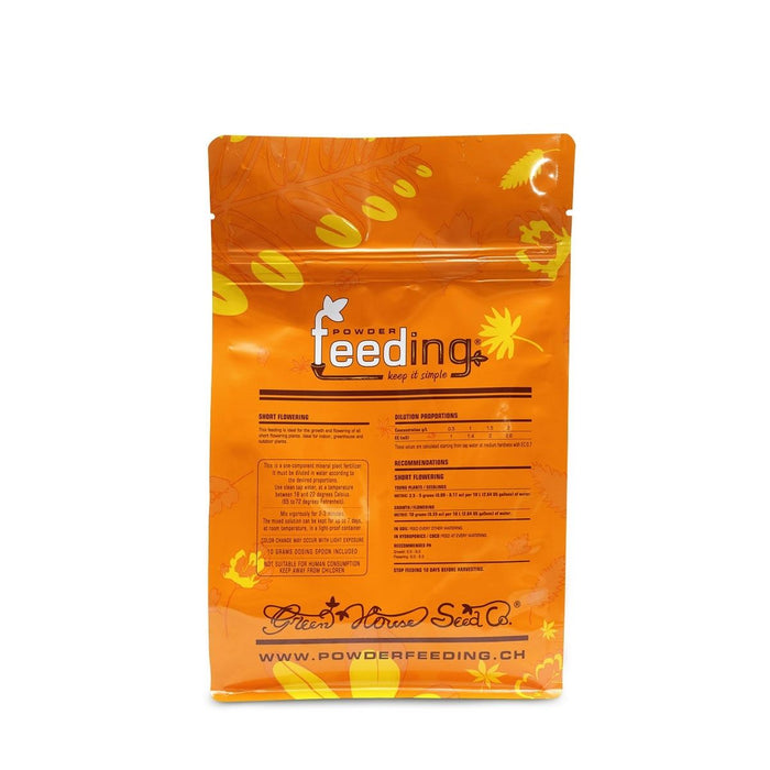 Dünger SHORT Flowering Powder Feeding 1 Kilo von GREEN HOUSE – optimal für kurze Blütezyklen in Erde, Kokos oder Hydro