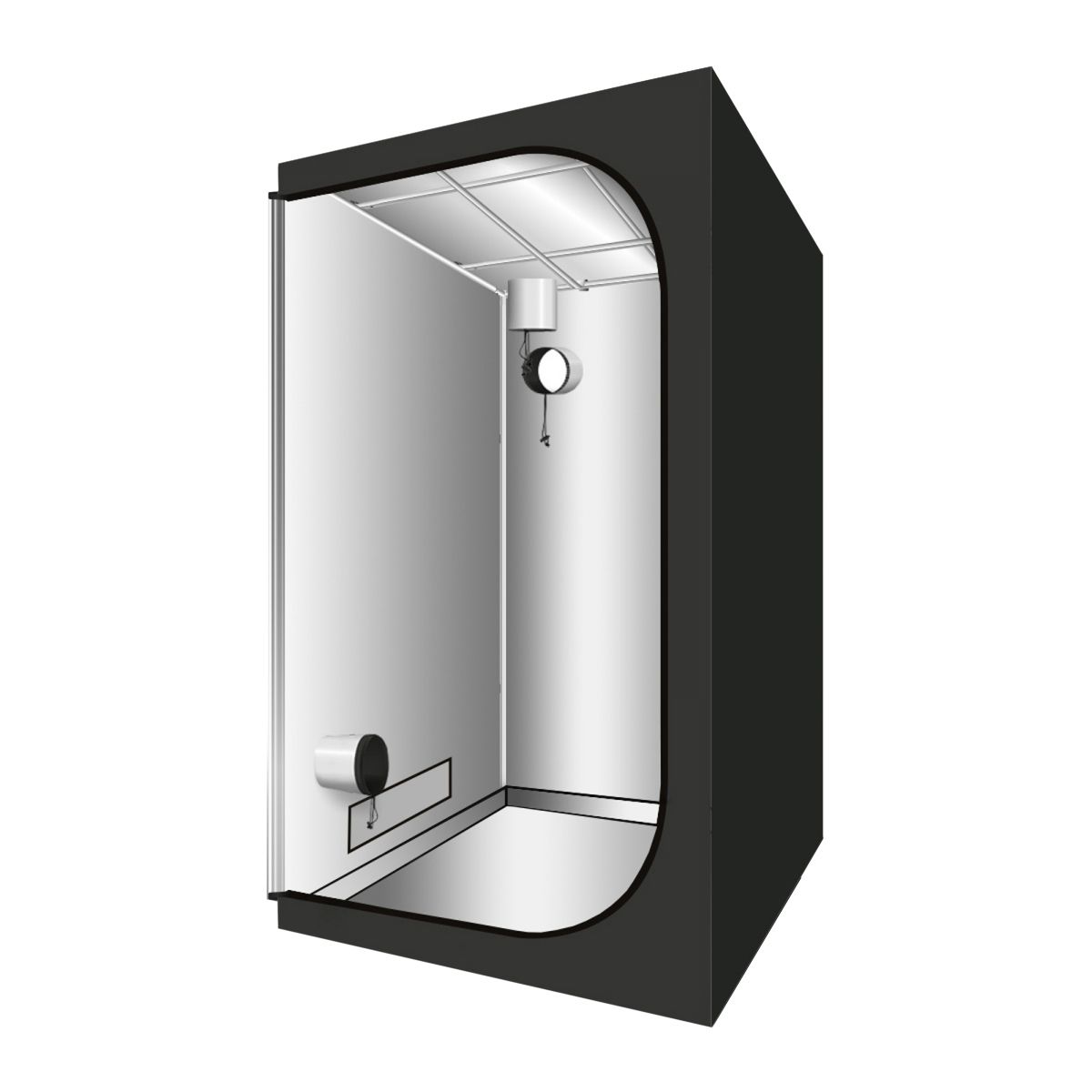 Growbox Komplettset 150x150x200 mit LED-Beleuchtung für Einsteiger. Das Set beinhaltet eine 720 Watt Agrolight LED-Lampe mit Vorschaltgerät und Dimmer, eine Greencube Growbox, einen Ventilator, ein Abluftset von Primaklima, einen Aktivkohlefilter, Schlauchschellen, einen 3 m langen Schlauch und Halterungen. Ideal für kostengünstiges Indoor-Gardening mit langlebigen Materialien und reflektierenden Innenwänden für optimale Lichtverteilung. Perfekt für Anfänger, die mit ihrem eigenen Indoor-Garten starten möch