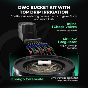 Hydroponik Komplettset für 100x100 Grow Tent
DWC-System mit intelligenter Steuerung und Luftpumpe