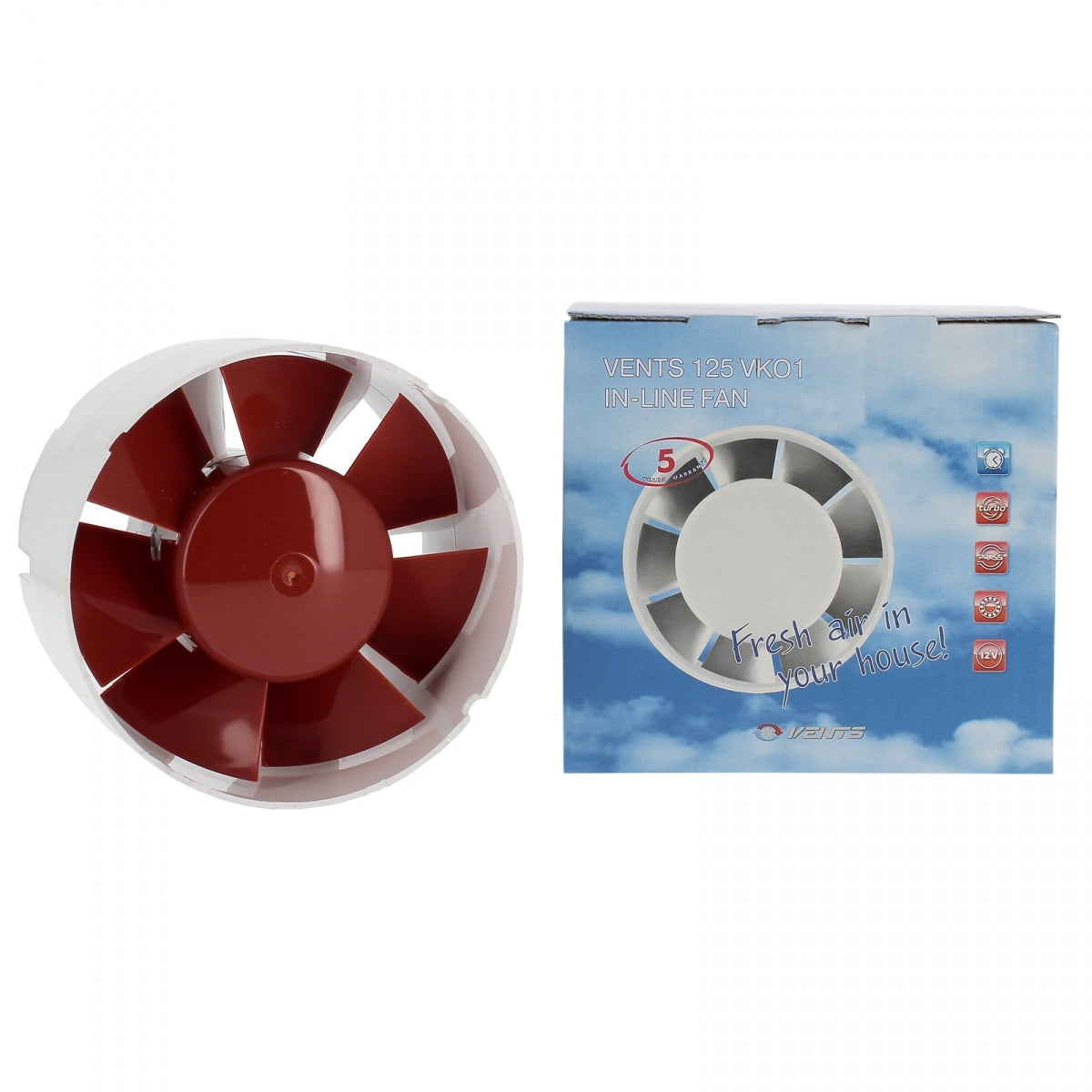 Luftabsaugung 190 m3/h – Ø 125 mm – VENTS – Produktansicht 2