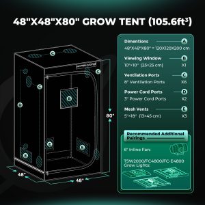 120x120x200 Grow Tent für Indoor-Gartenbau
Indoor Growzelt mit stabilem Metallrahmen von Mars Hydro