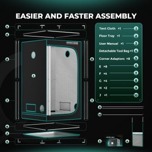 Mars Hydro Growbox mit reflektierendem Mylar
120x120x200 Grow Tent für Indoor-Gartenbau
Indoor Growzelt mit stabilem Metallrahmen von Mars Hydro