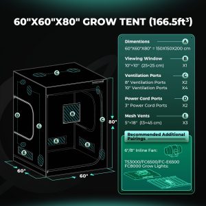 Indoor Growzelt mit stabilem Metallrahmen von Mars Hydro
Mars Hydro Grow Tent aus 1680D Oxford-Gewebe
