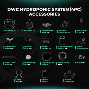 Mars Hydro Hydroponic DWC-System mit 4 Eimern
19 Liter DWC Hydroponik-System von Mars Hydro
Deep Water Culture Komplettset mit Luftpumpe