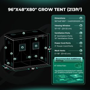 Große Mars Hydro Growbox mit reflektierendem Mylar
240x120x200 Grow Tent für Indoor-Gartenbau