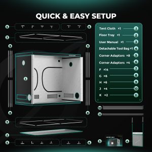 Mars Hydro Growzelt mit stabilem Metallrahmen
Indoor Grow Tent mit 1680D Oxford-Gewebe von Mars Hydro