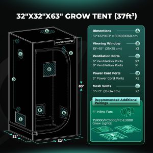 80x80x160 Grow Tent für Indoor-Gartenbau
Mars Hydro Growzelt mit stabilem Metallrahmen