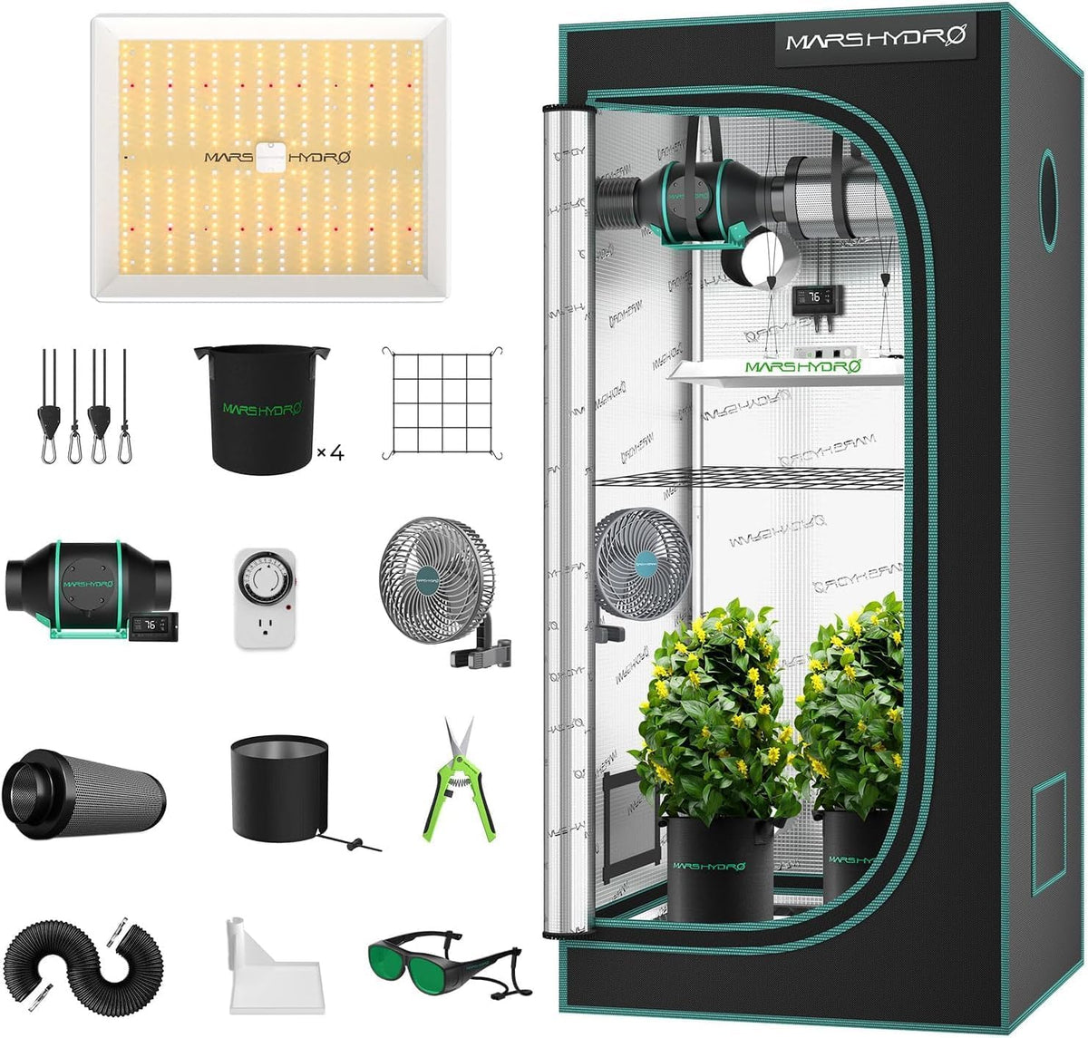 Mars Hydro TS 1000 LED Grow Light + 80x80x160cm Indoor Zelt Komplette ...
