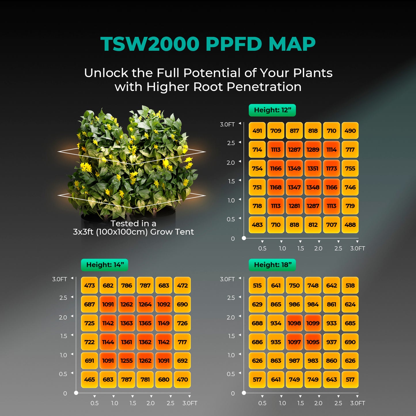 Mars Hydro TSW 2000 LED Grow Light+120x120x200cm Grow Tent Kits+6′′ Lüftungssystem Am besten für 4-6 Pflanzen – Produktansicht 5