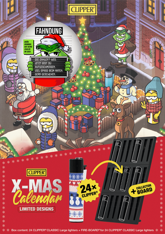 Offizieller CLIPPER Adventskalender 2026 mit 24 originalen CLIPPER Feuerzeugen