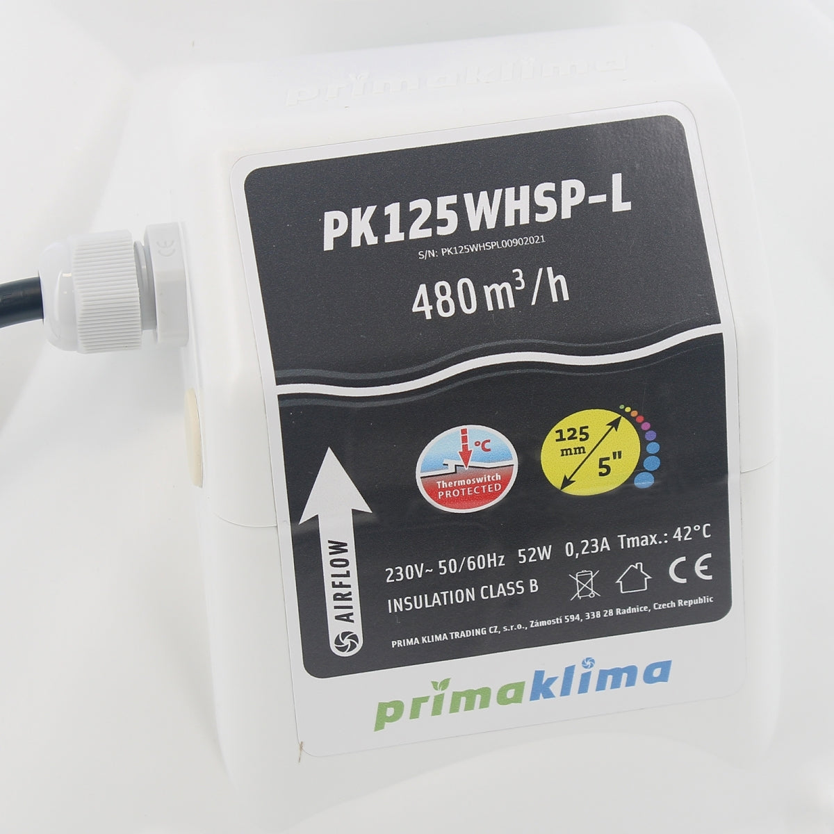Prima Klima WHSP Schallschutzabzug Ø 125 mm – 480 m3/h – Produktansicht 2