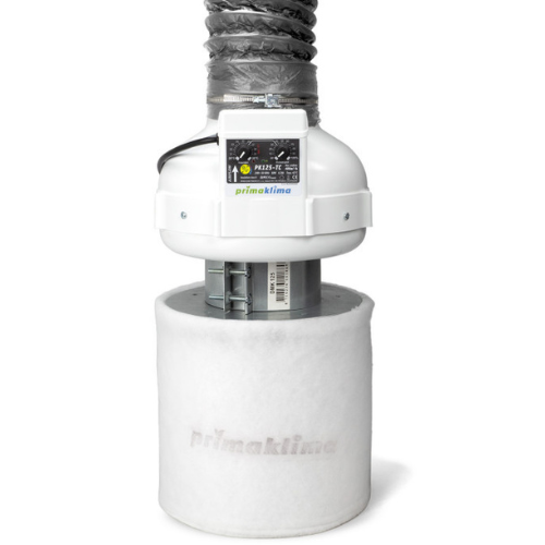 Prima Klima Abluftset Ø 125 MM mit 400 m³/h, sorgt für effektive Luftzirkulation und Geruchsreduzierung in deinem Grow-Raum.