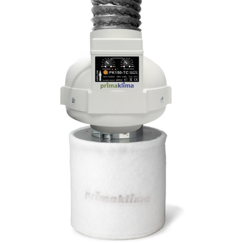 Prima Klima Abluftset Ø 150 MM mit 760 m³/h, für optimale Luftzirkulation und Geruchsreduzierung in größeren Grow-Räumen.