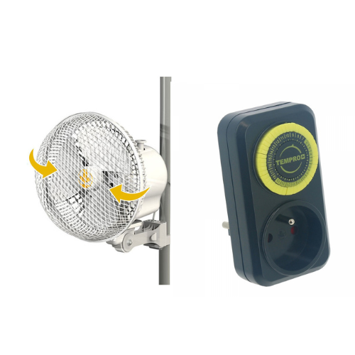Secret Jardin Umluftventilator – Oszillierender Ventilator zur gleichmäßigen Luftverteilung, verhindert Hot-Spots und reduziert Schimmelgefahr.
