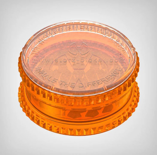 Storz & Bickel Kräutermühle mit scharfen Zähnen und durchsichtigem Design für fein gemahlene Kräuter