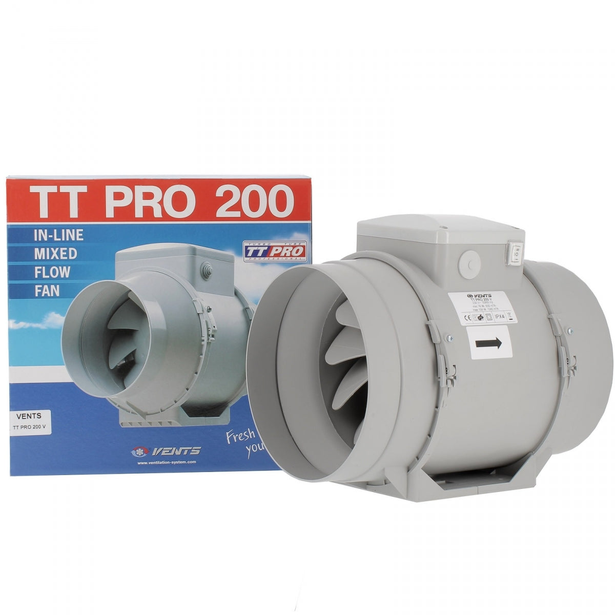 Absaugung TT Pro 200 – 2 Geschwindigkeiten 830 und 1040 m3/h – ENTLÜFTUNG