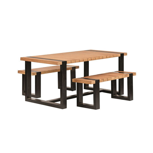 Gartentisch mit Hocker Massivholztisch 