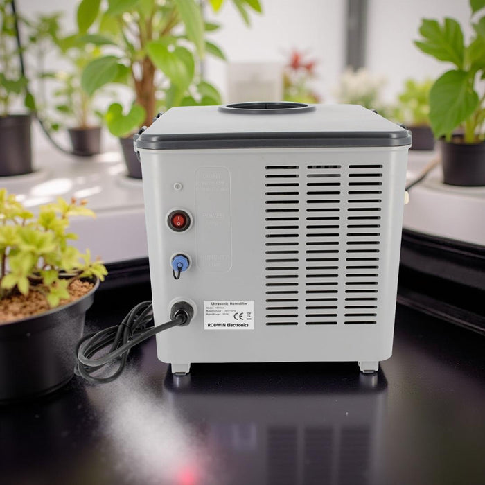Professioneller Ultraschallbefeuchter mit 10 Keramikzellen und 5,5 Liter pro Stunde von RODWIN Electronics für Gartenbau und Innenräume.