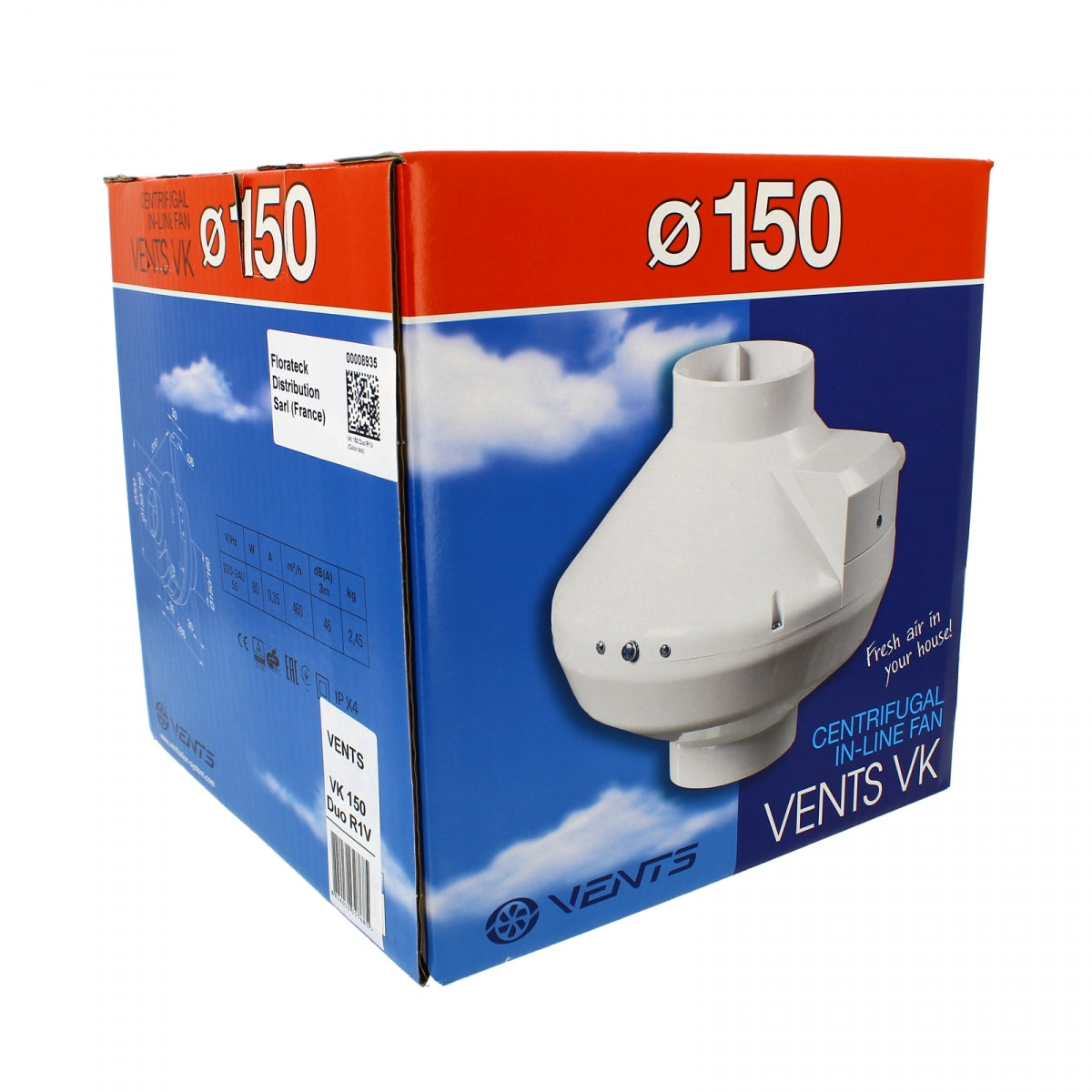 VK DUO Luftabsauger Ø150 – 445 m3/h – VENTS – Produktansicht 2