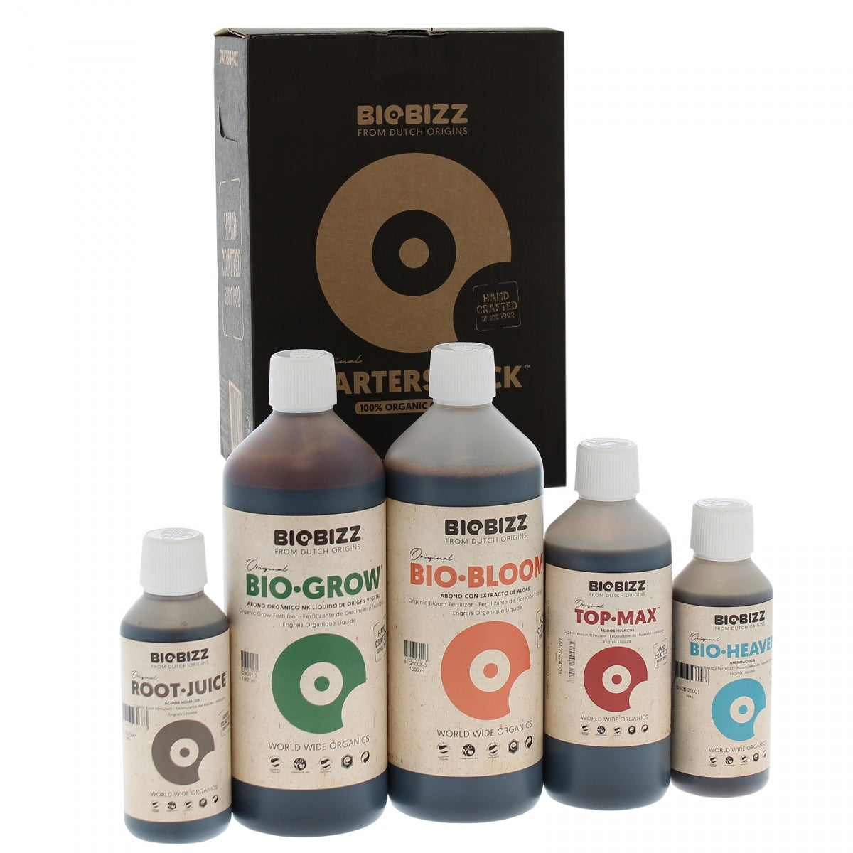 BioBizz Starter Set mit Bio-Dünger – Komplettpaket für biologisches Pflanzenwachstum mit Root.Juice, Bio.Grow, Bio.Bloom, Top.Max und Bio.Heaven – ideal für Anfänger & Profis